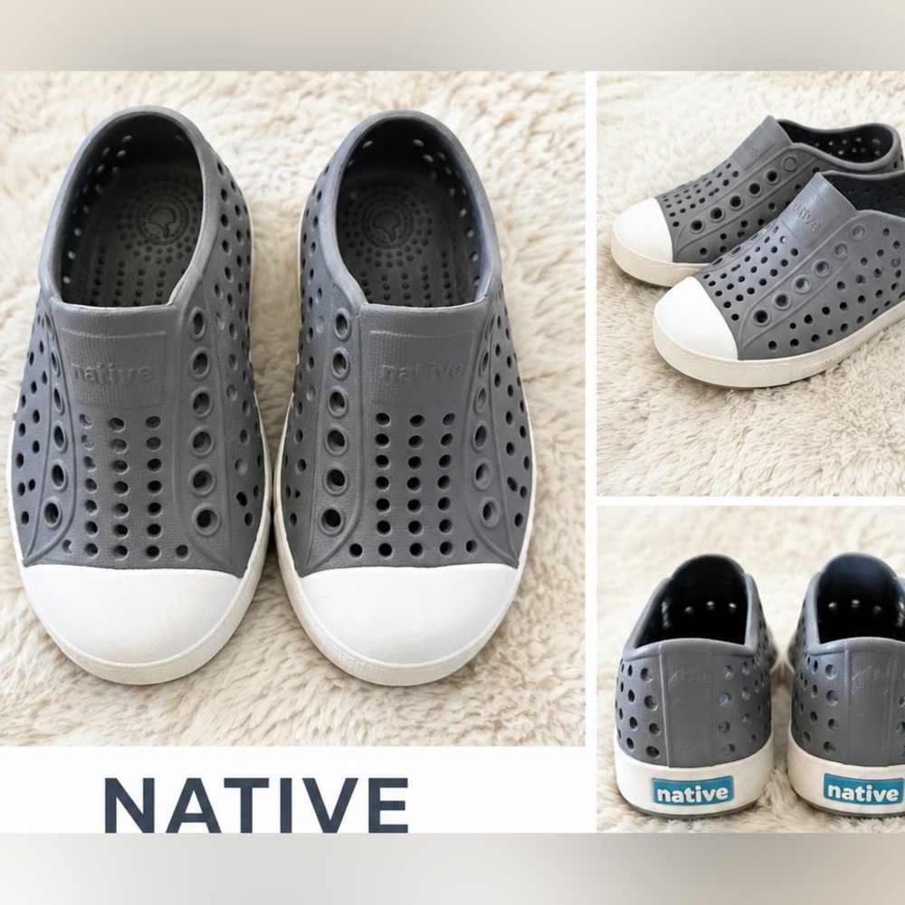 Native Jefferson Kids Slip-On Shoes Gray Size C4 Excellent Condition